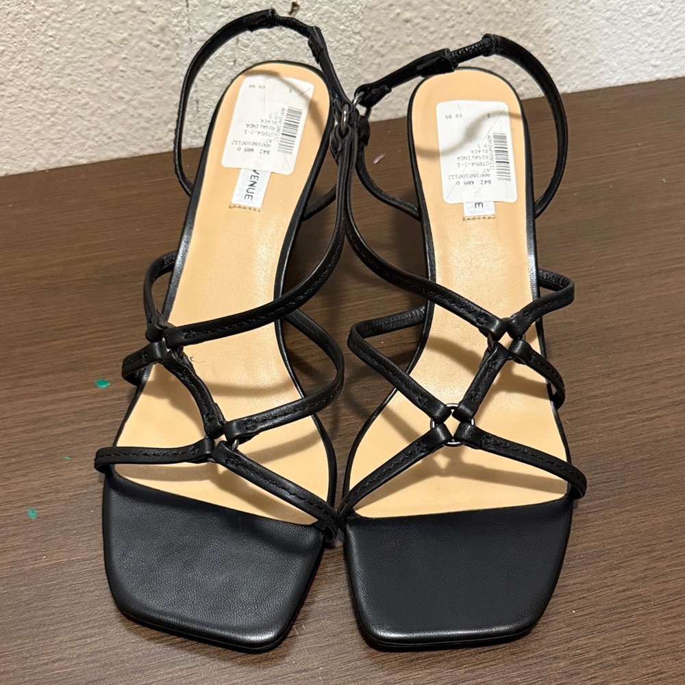 Saks Fifth Avenue Black Strappy Sandals